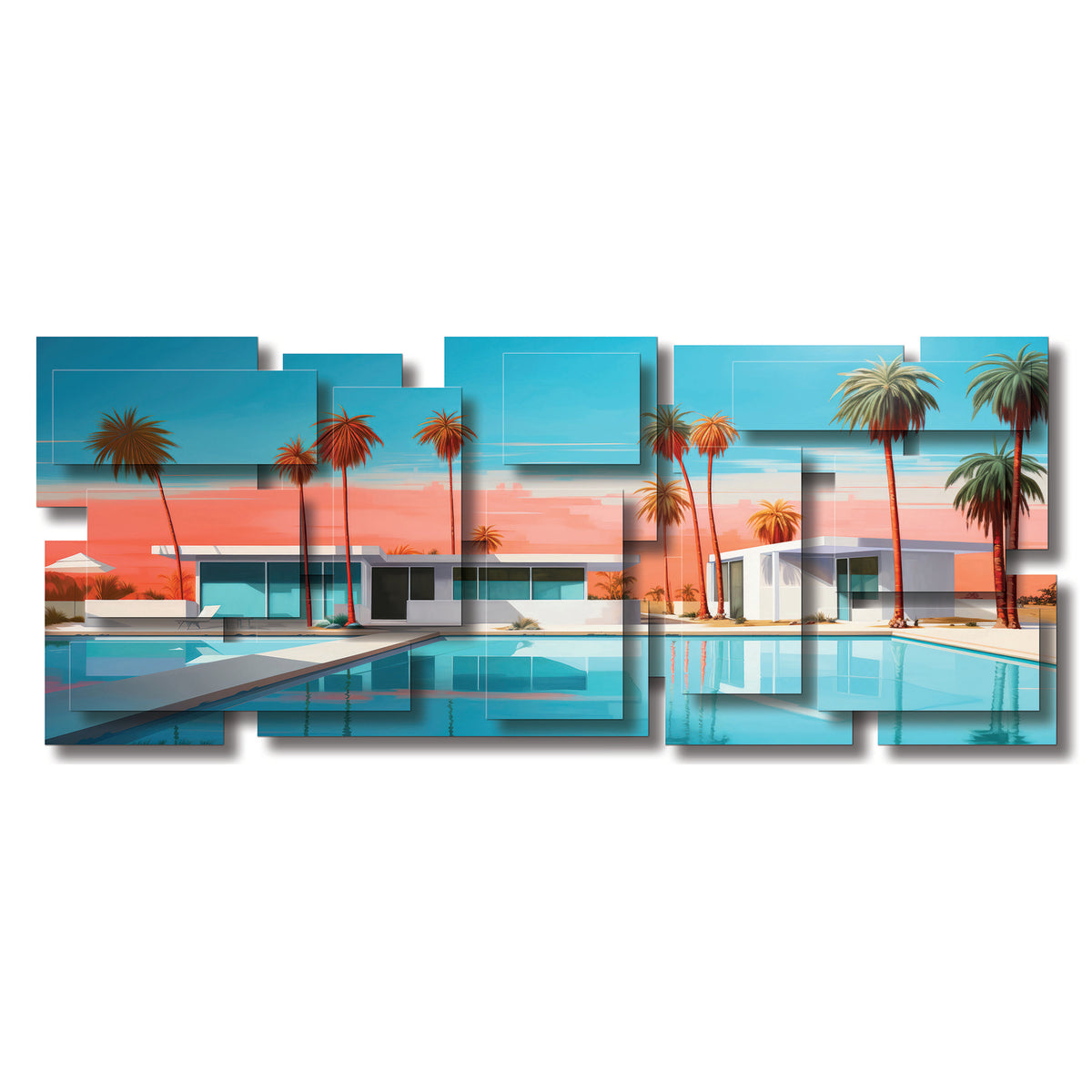Cali wall sculpture, panoramic, 60 x 24 inches