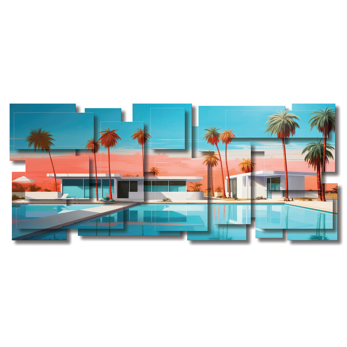 Cali wall sculpture, panoramic, 72 x 30 inches