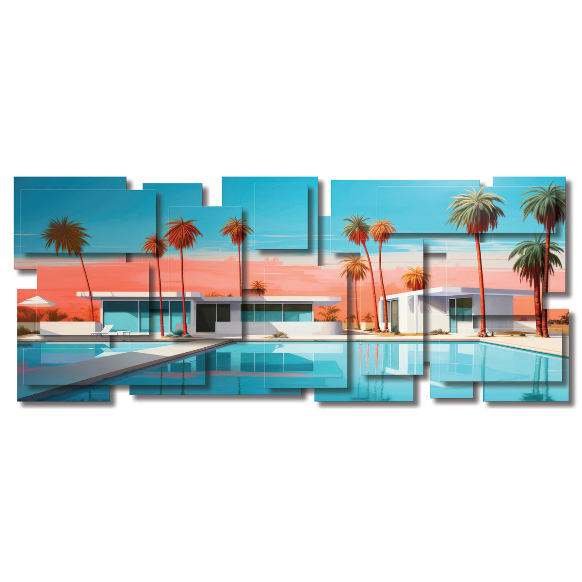 Cali wall sculpture, panoramic, 84 x 34 inches