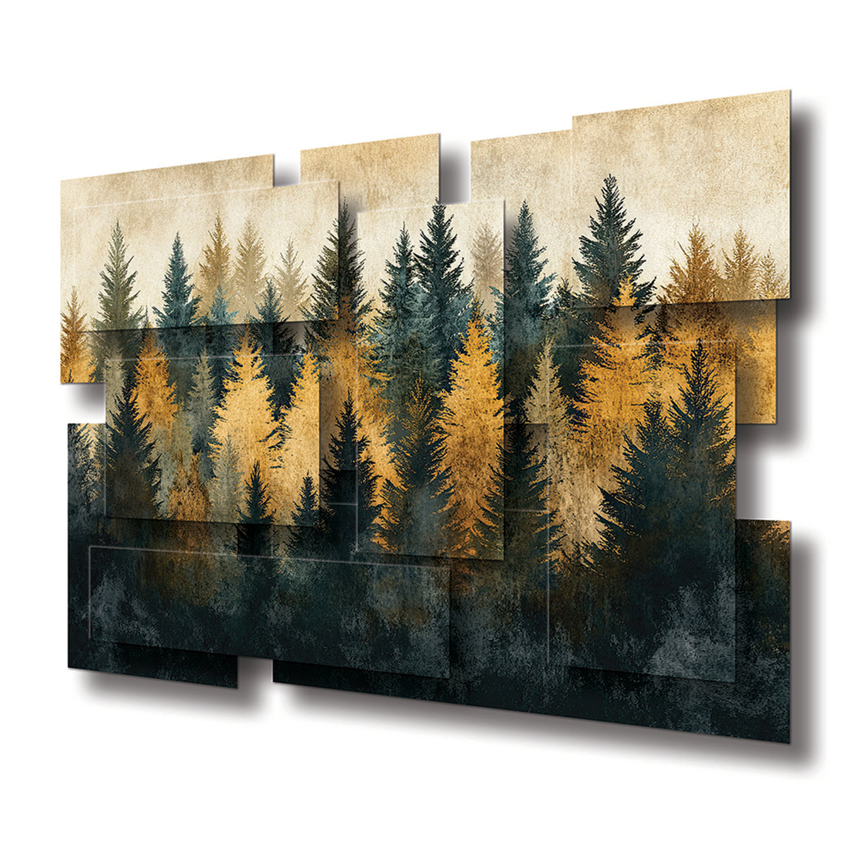 Majestic wall sculpture at an angle, showing the layered aluminum panels