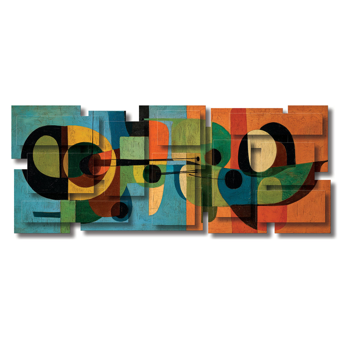 Mid Mod wall sculpture, panoramic