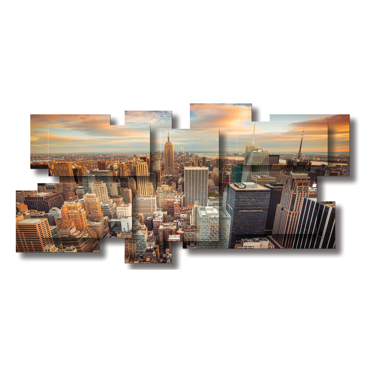 New York 1 wall sculpture, panoramic, 46 x 22 inches