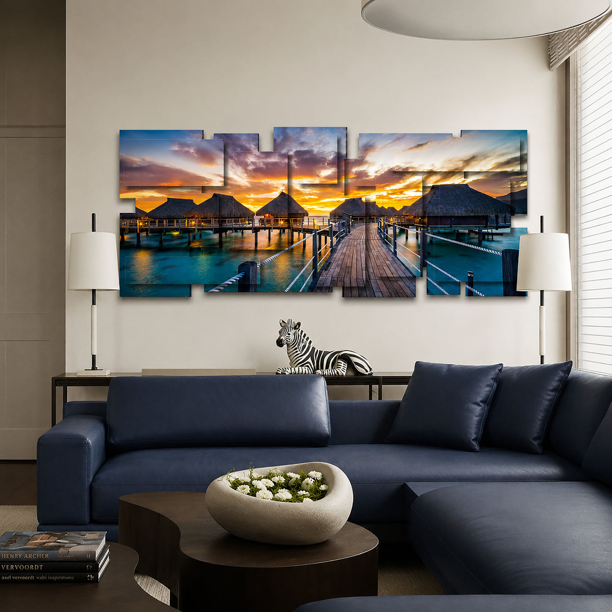 Paradise wall sculpture displayed in a styled interior