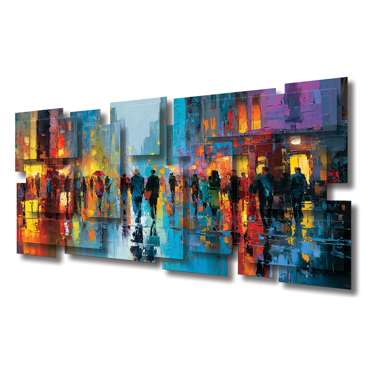 Pulse wall sculpture at an angle, showing the layered aluminum panels