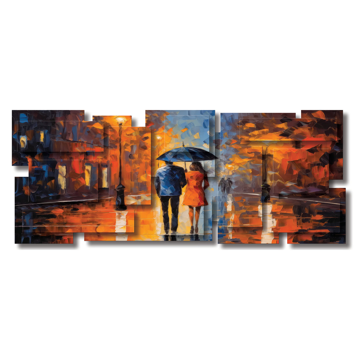 Rain wall sculpture, panoramic