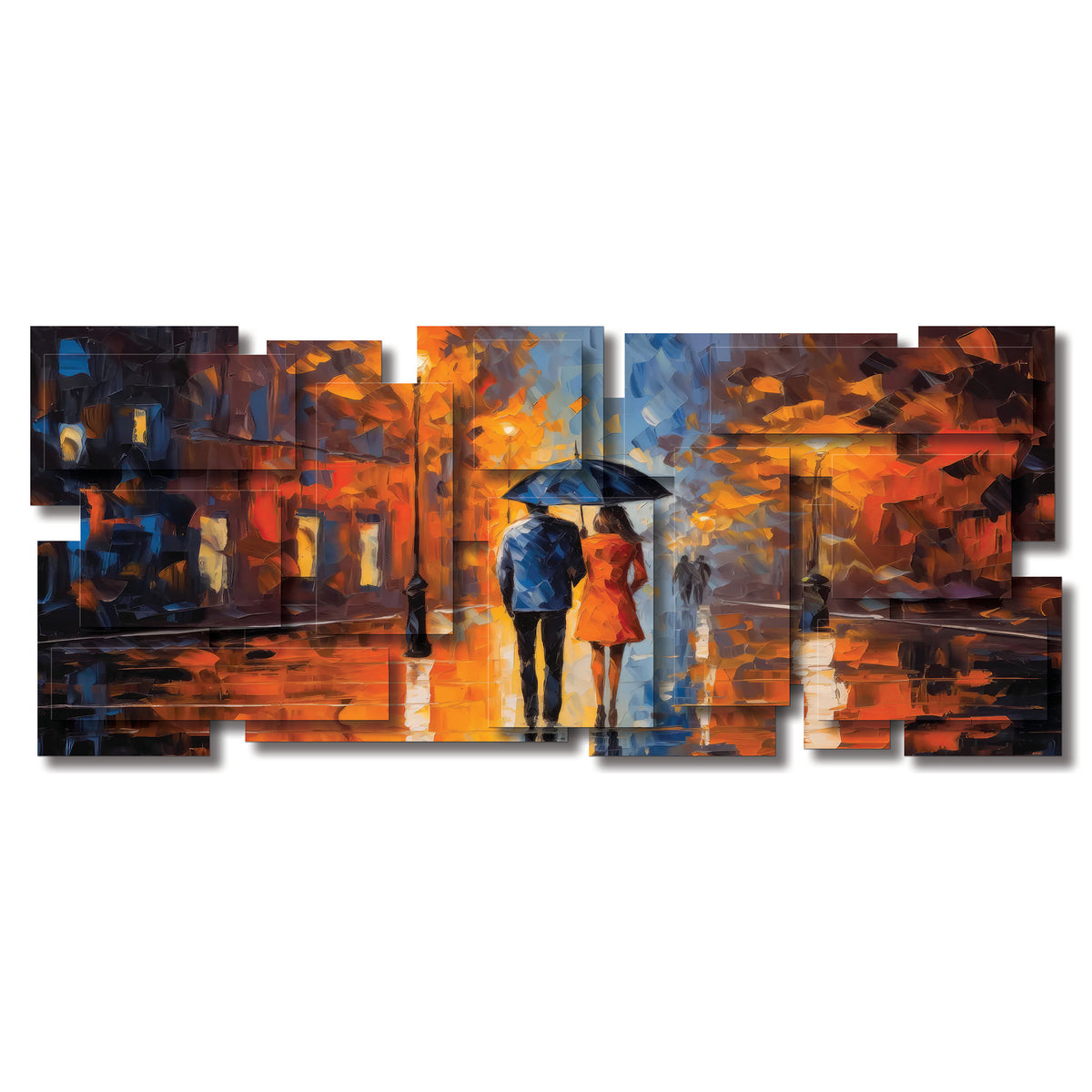 Rain wall sculpture, panoramic
