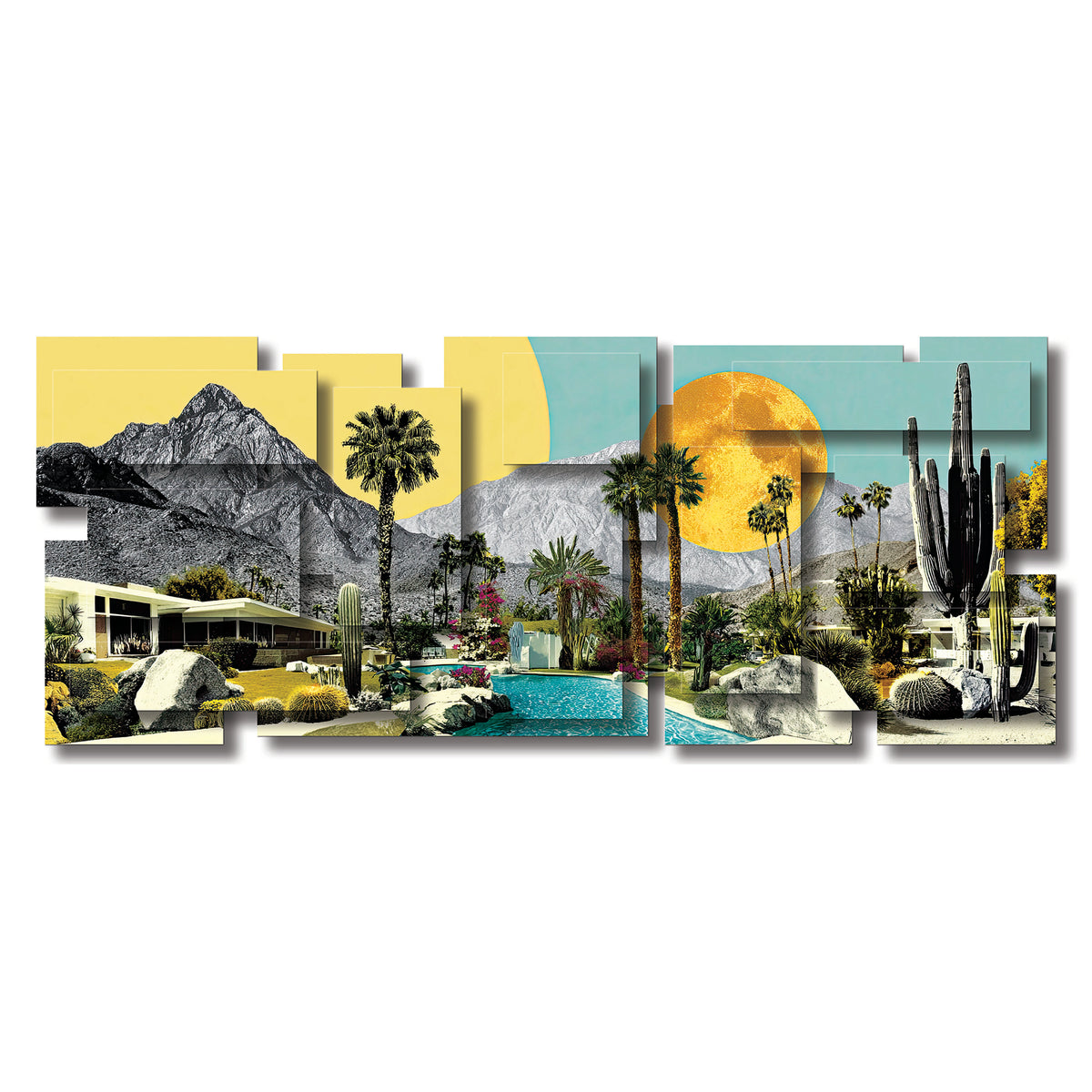 Retro wall sculpture, panoramic
