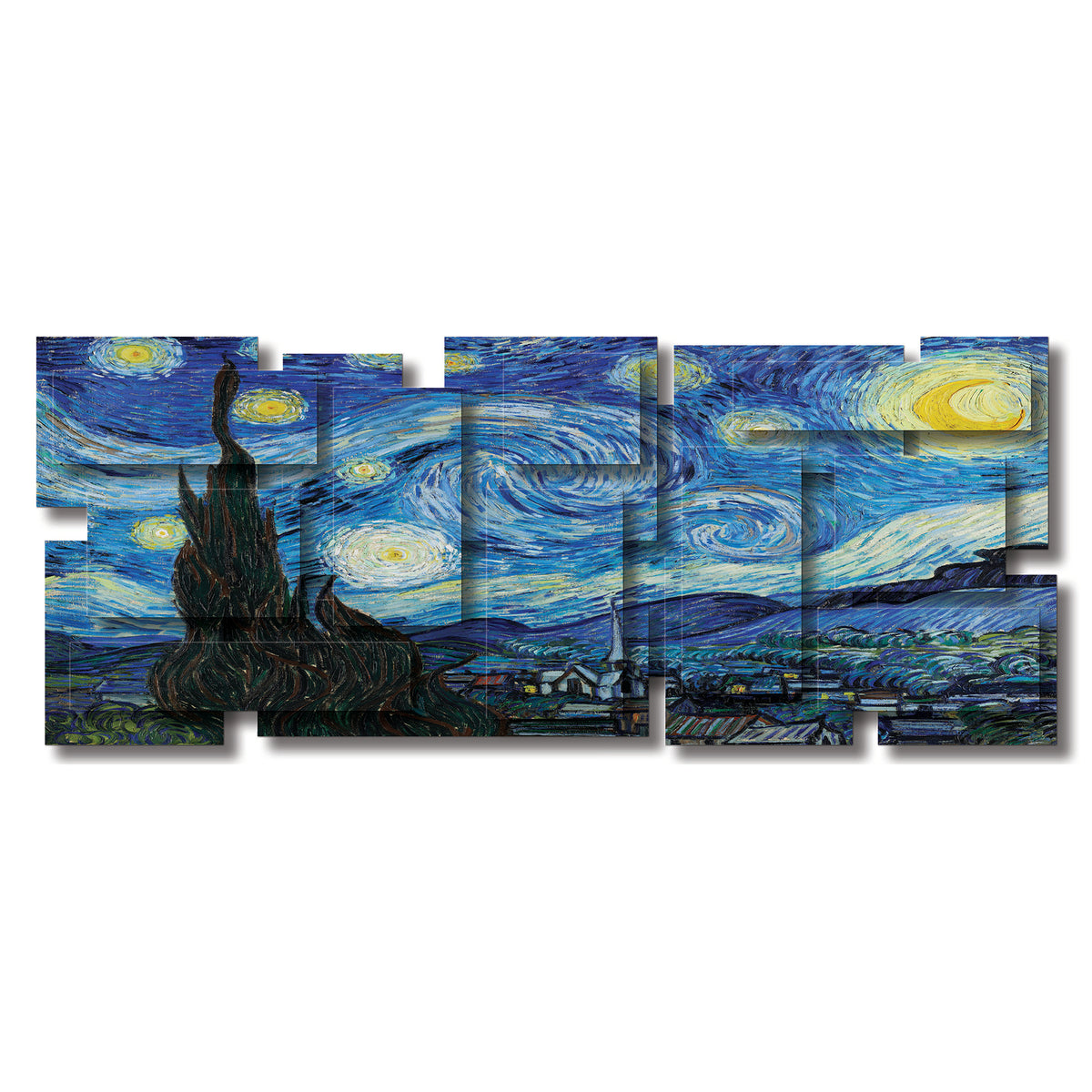 Starry Night wall sculpture, panoramic