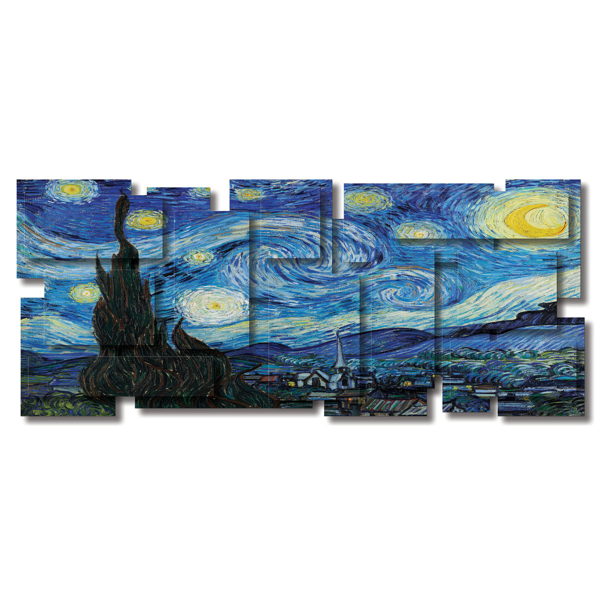 Starry Night wall sculpture, panoramic