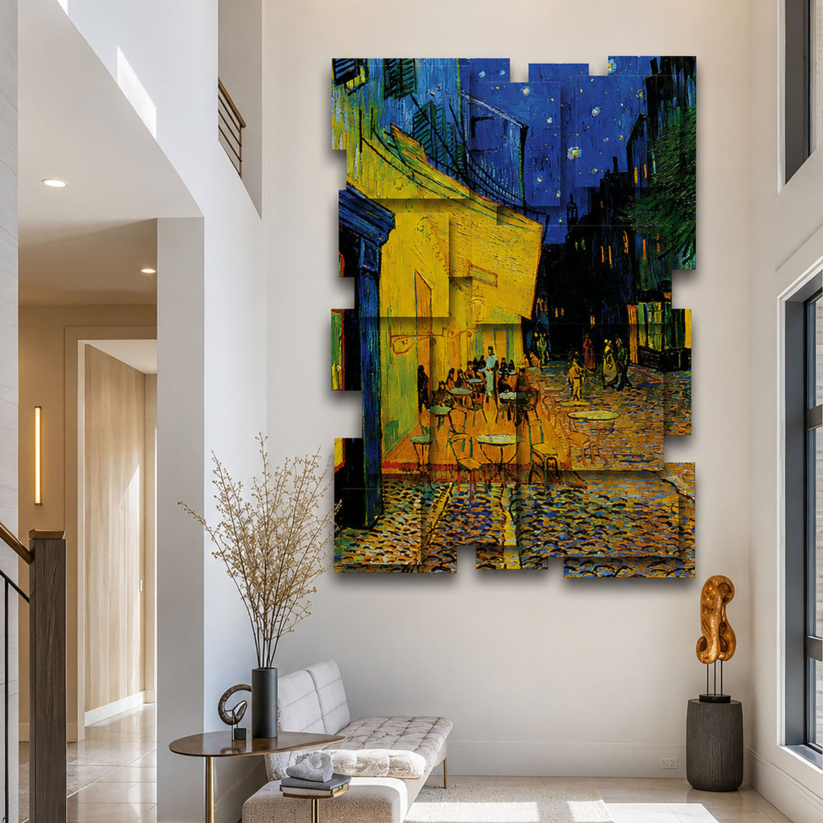 Cafe Terrace wall sculpture displayed in a styled interior