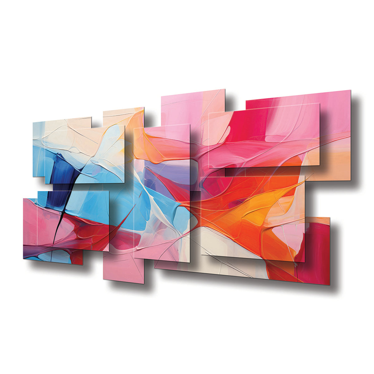 Glee wall sculpture at an angle, showing the layered aluminum panels