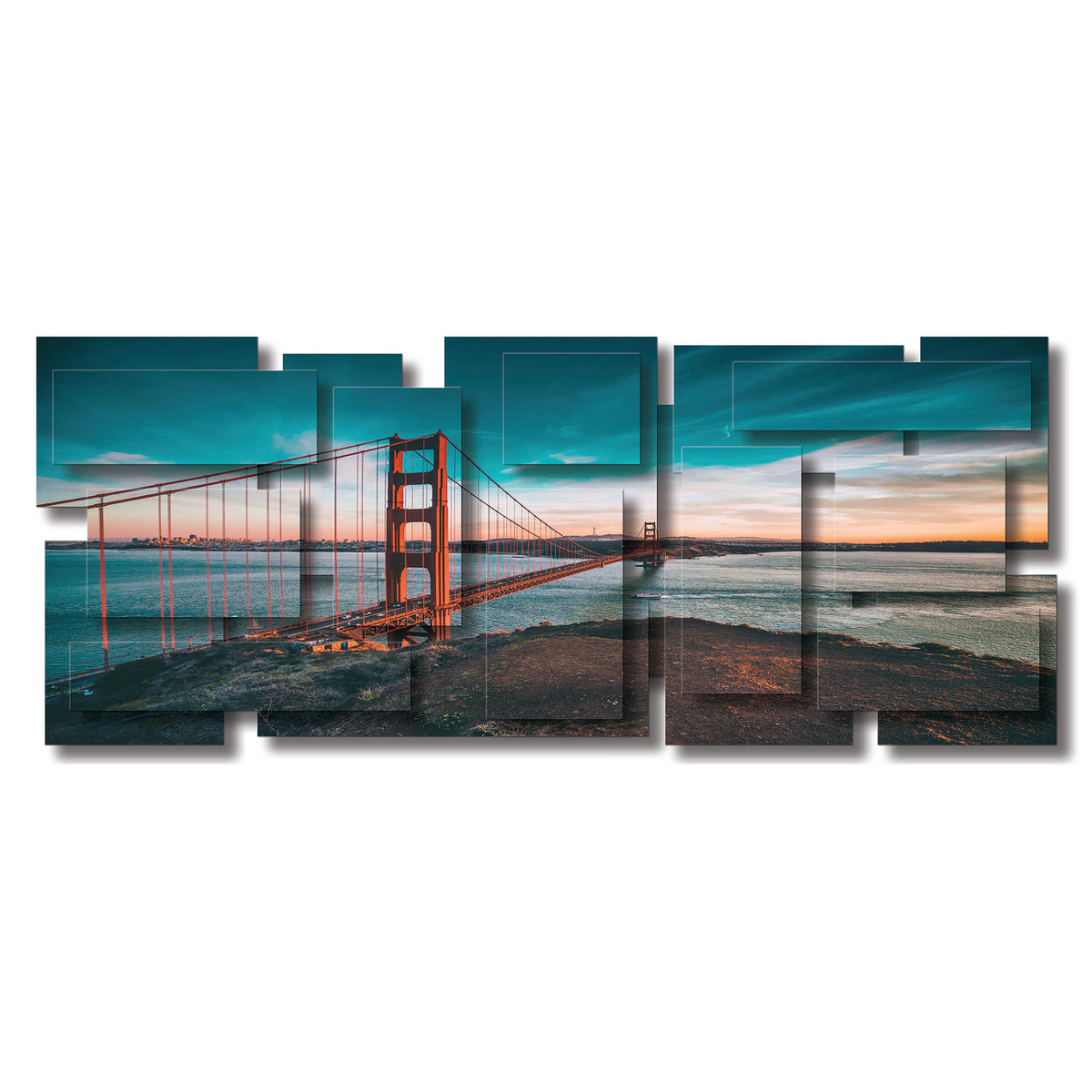 Golden Gate wall sculpture, panoramic