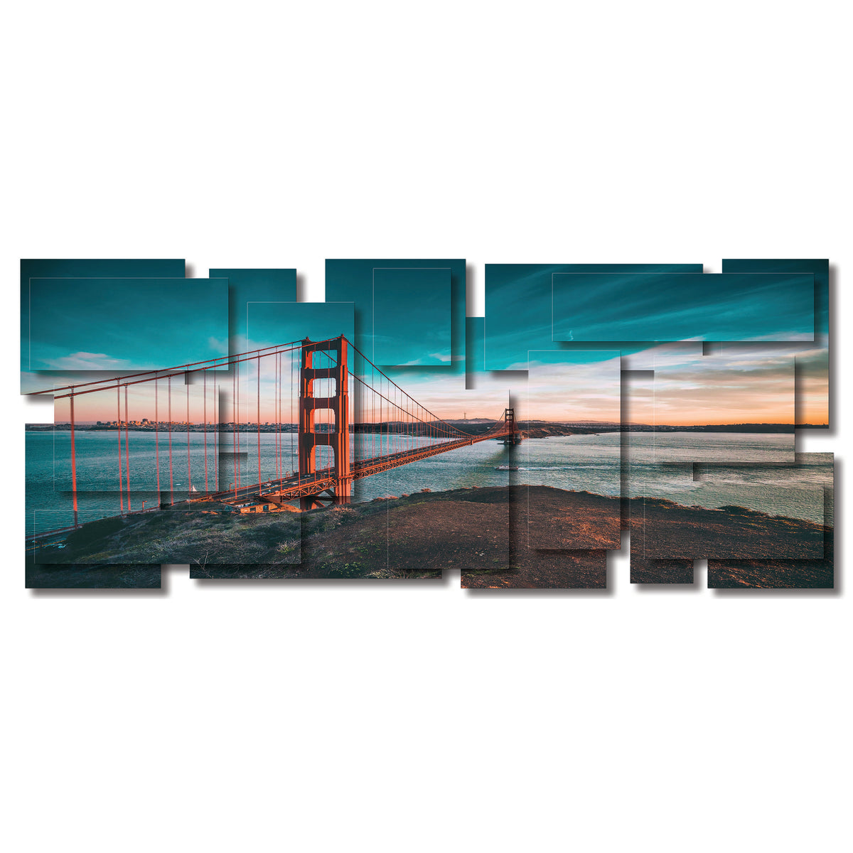 Golden Gate wall sculpture, panoramic