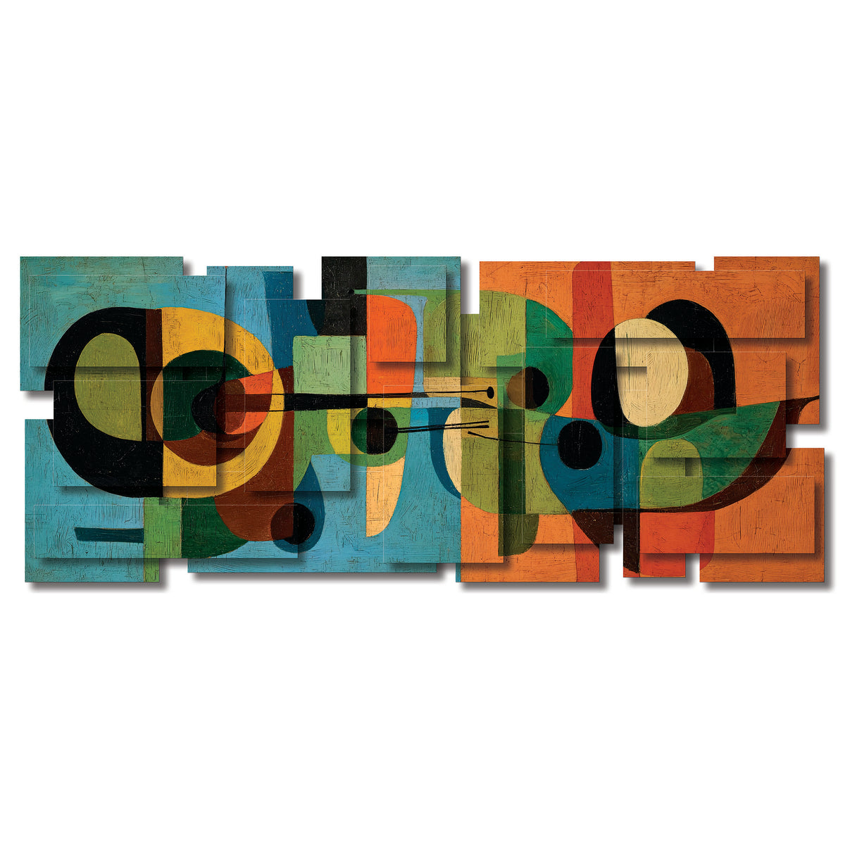 Mid Mod wall sculpture, panoramic