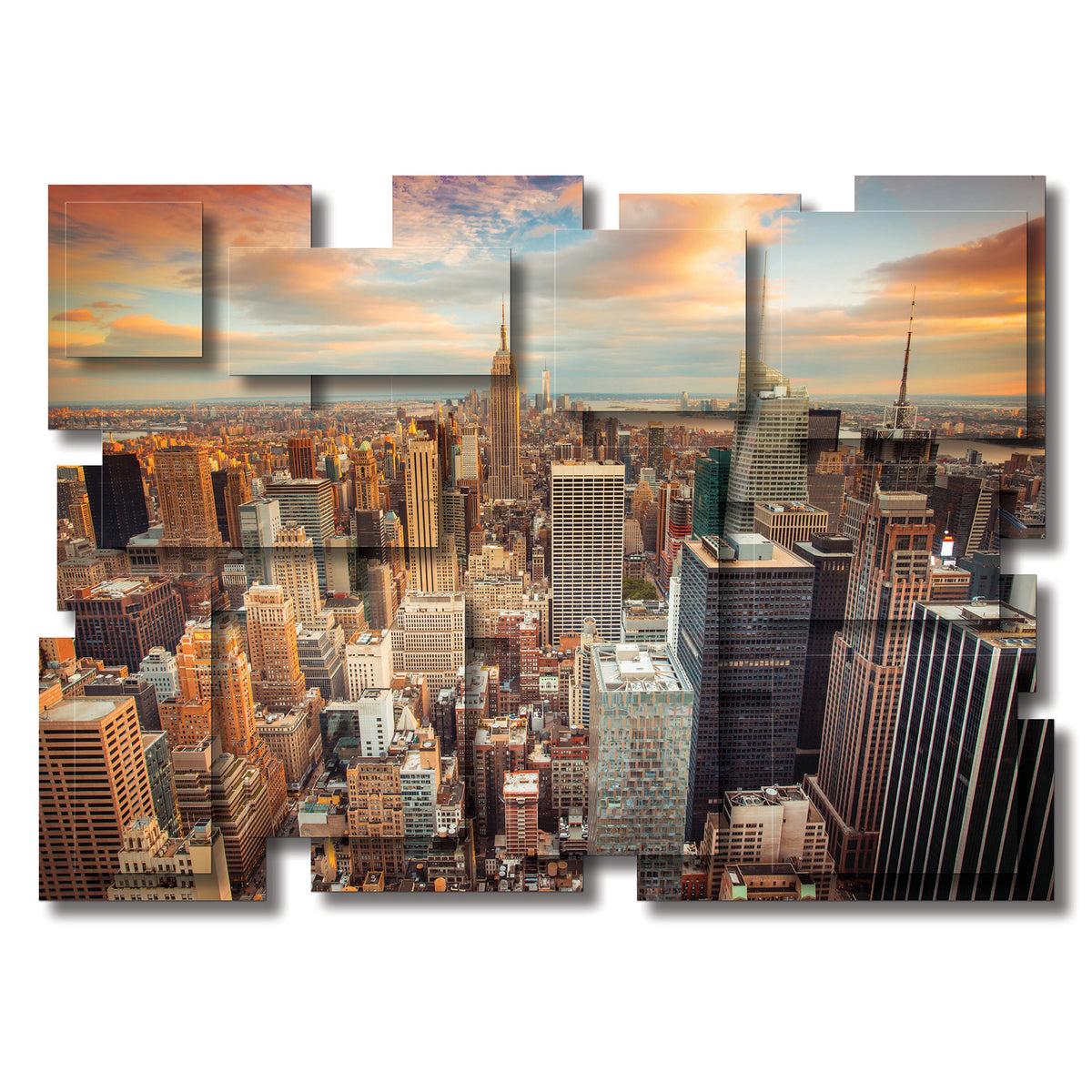 New York 1 wall sculpture, horizontal, 56 x 40 inches