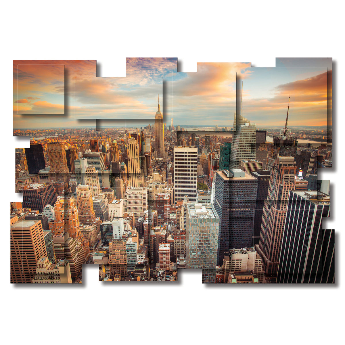 New York 1 wall sculpture, horizontal, 66 x 46 inches