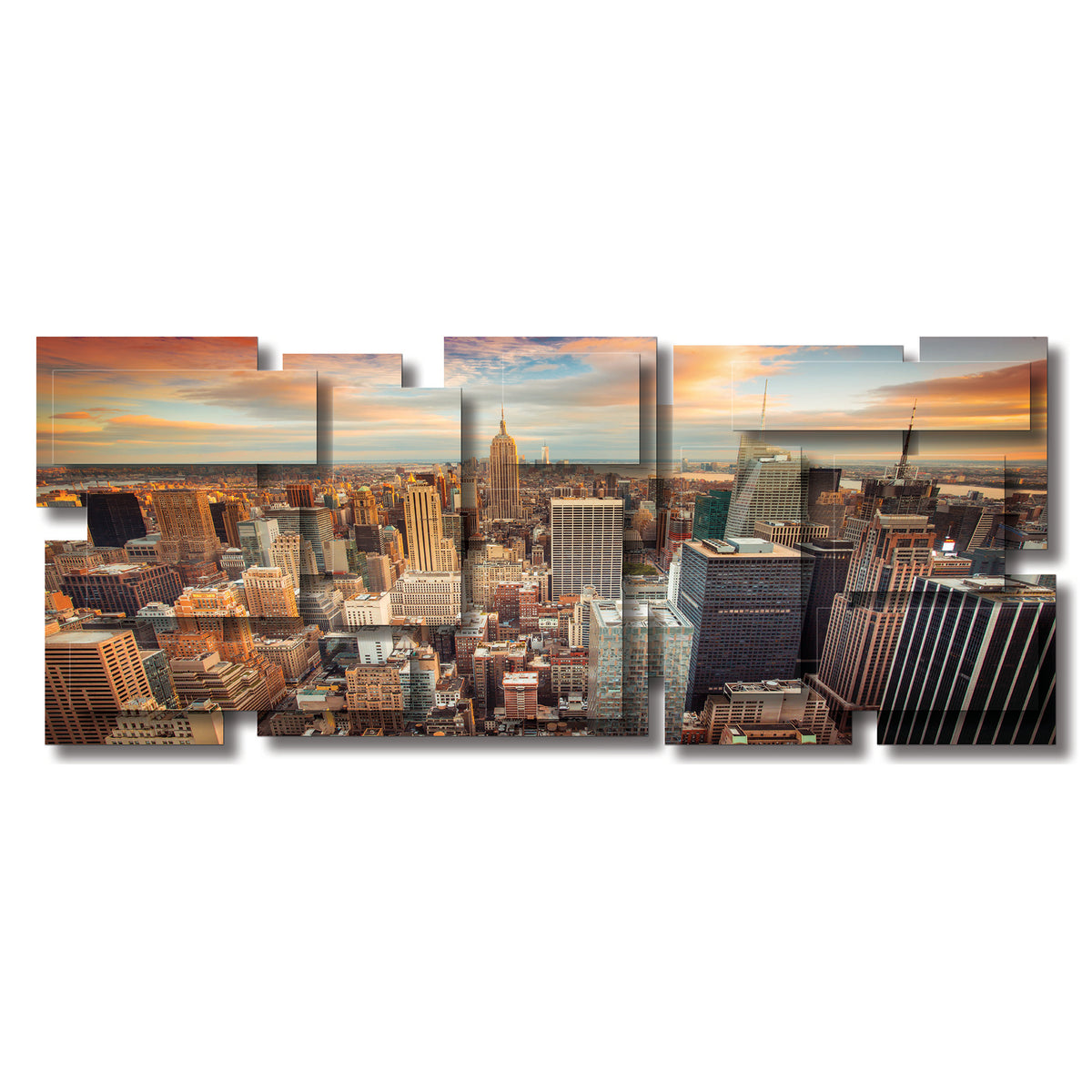 New York 1 wall sculpture, panoramic, 60 x 24 inches