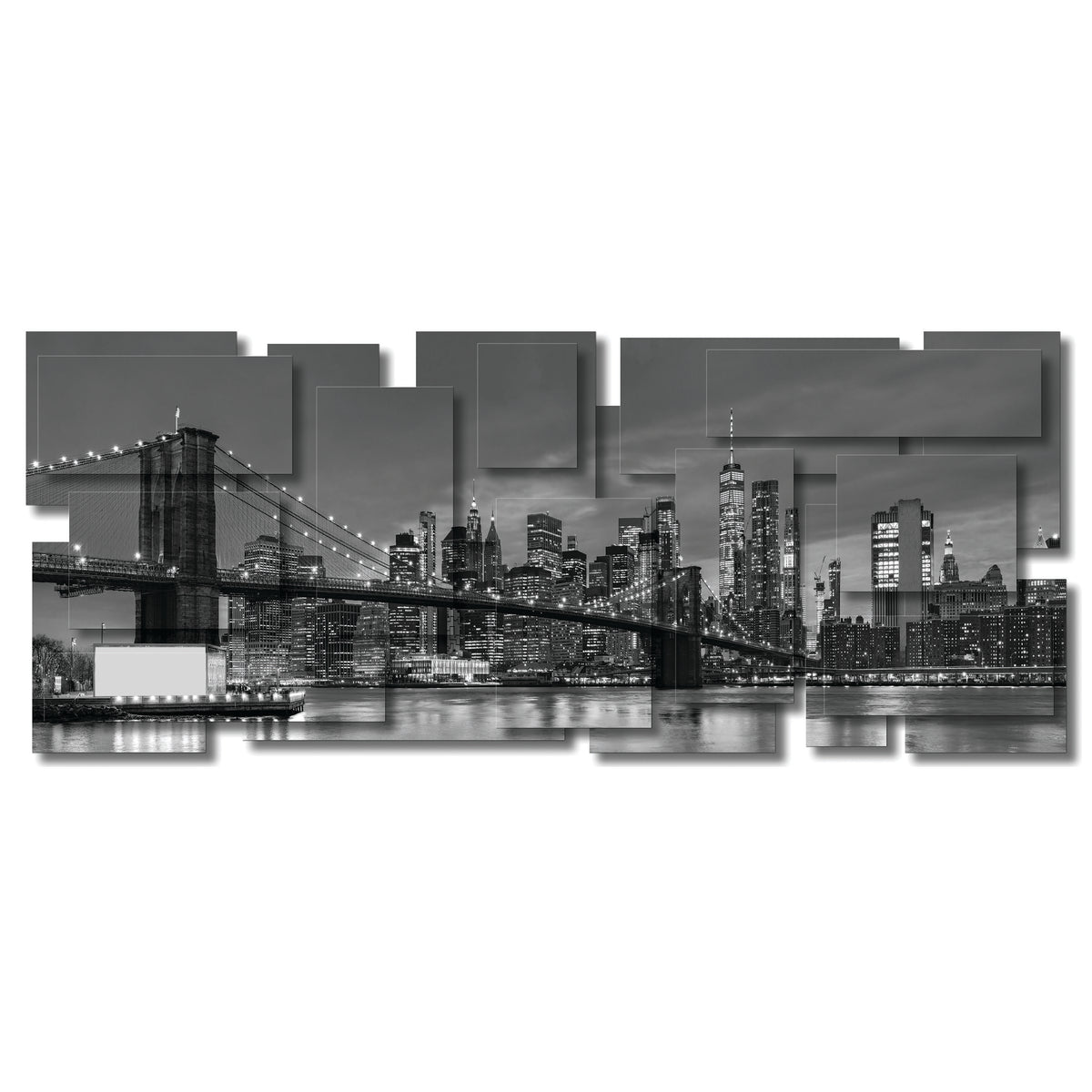 New York 3 B/W wall sculpture, panoramic
