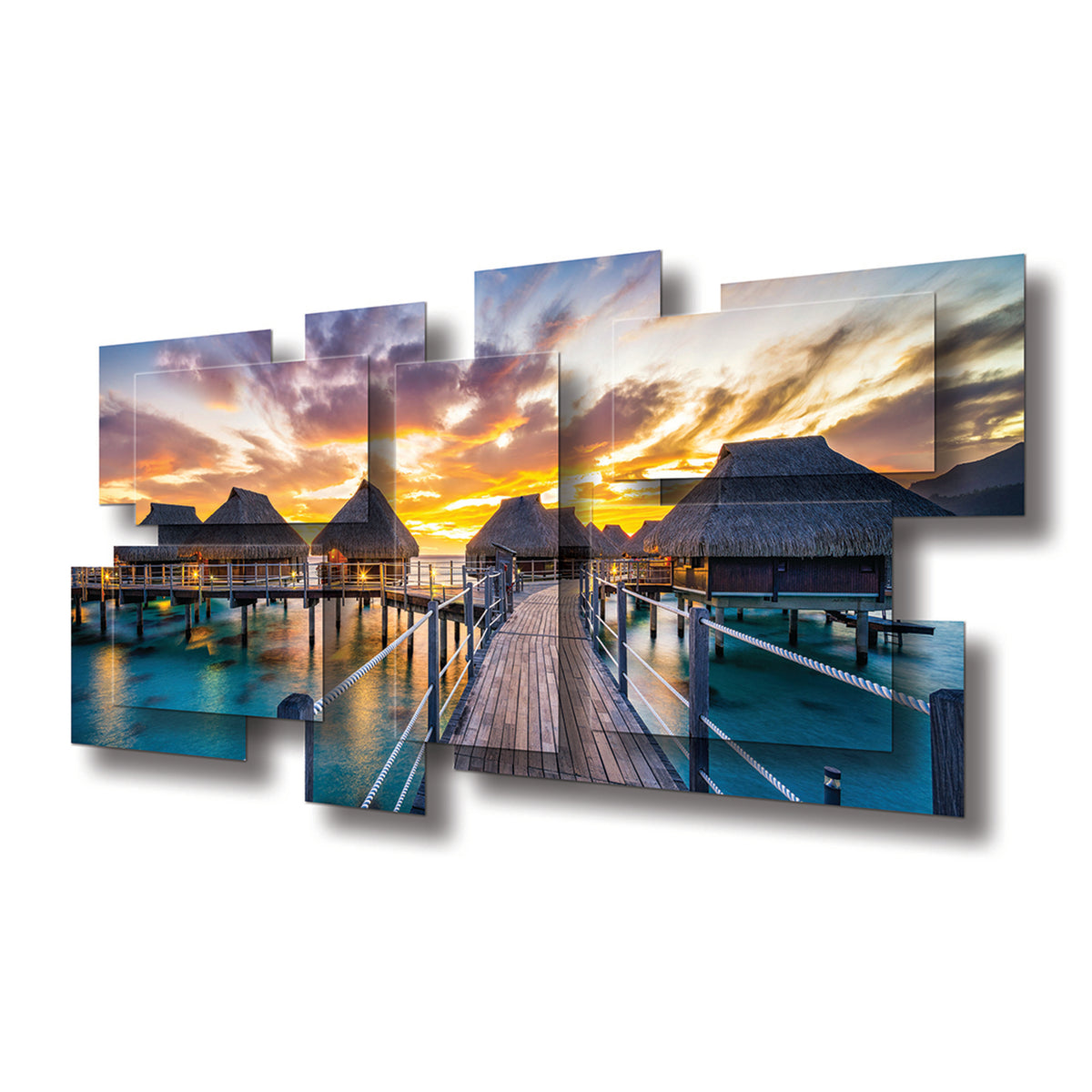 Paradise wall sculpture at an angle, showing the layered aluminum panels