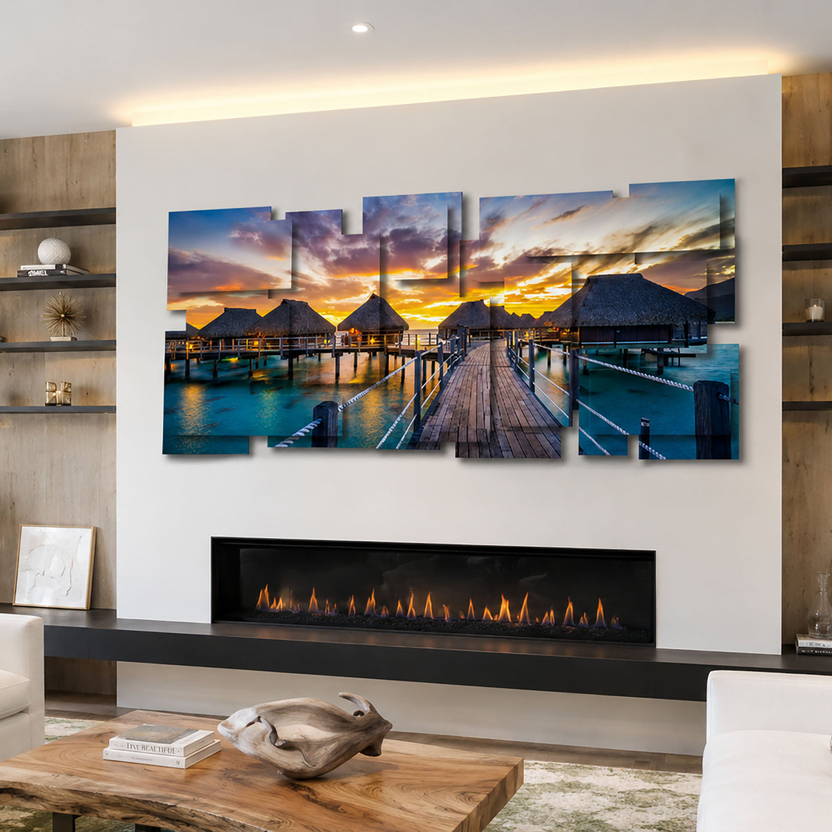 Paradise wall sculpture displayed in a styled interior