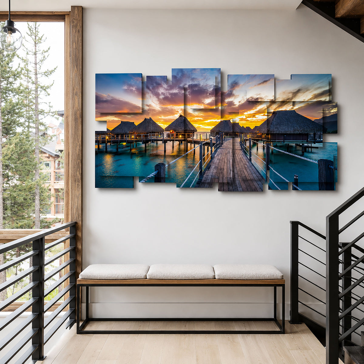 Paradise wall sculpture displayed in a styled interior