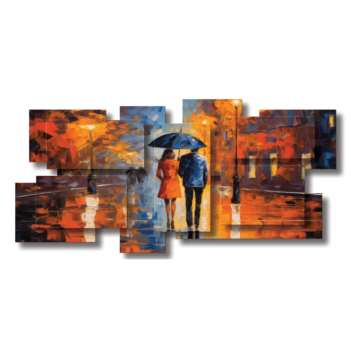 Rain wall sculpture, panoramic