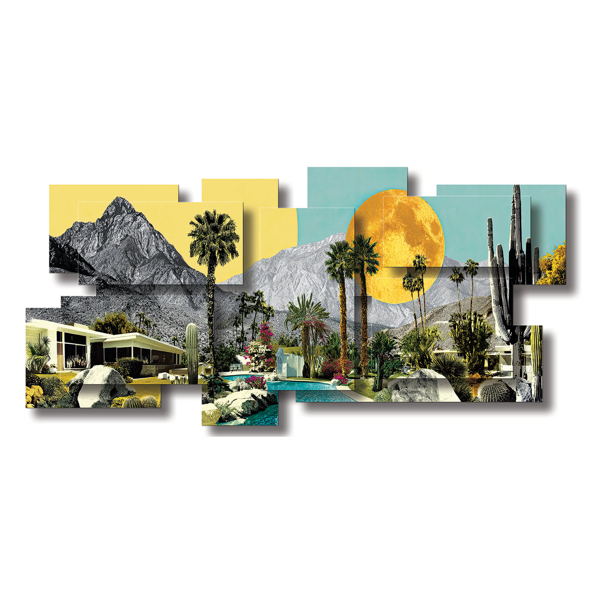 Retro wall sculpture, panoramic, 46 x 22 inches