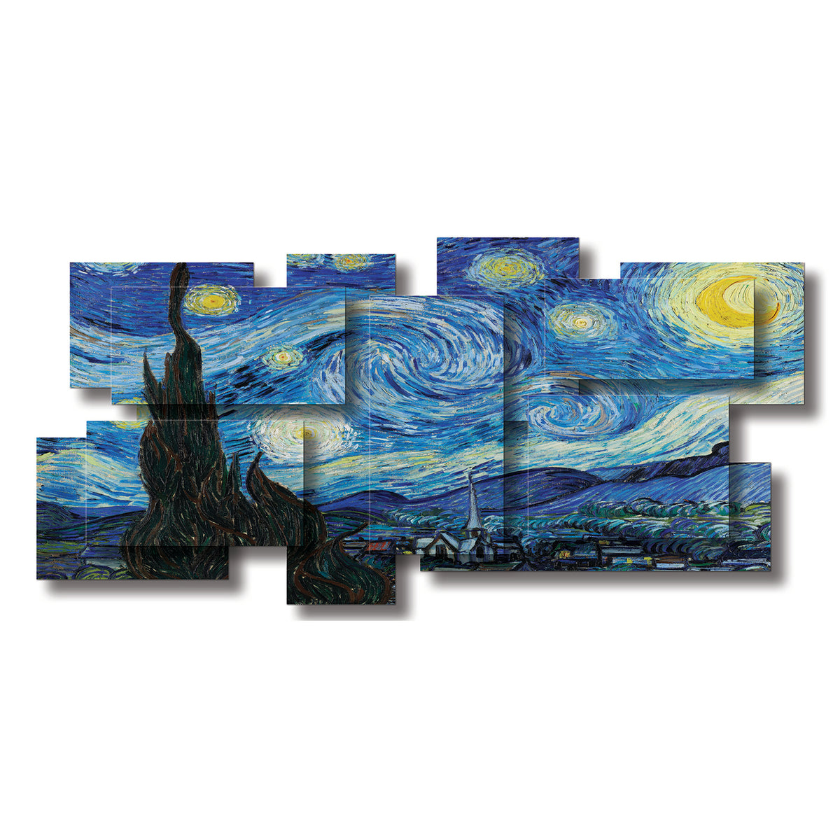 Starry Night wall sculpture, panoramic